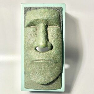 TIKI Faux Stone Green Face Easter Island Tissue Box Cover Rotary Hero